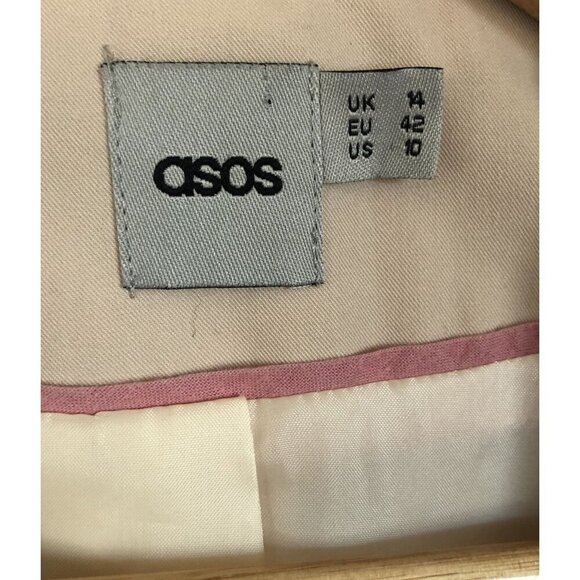 Asos Light Pink Open Front Blazer Womens Size 10 Professional Office Feminine - Picture 3 of 8